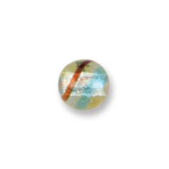Bead, Japanese Sassoon Lampwork Glass, 12mm Round bead with Silverfoil and Colorswirl - Aqua/Red/Yellow (Hole Size 1.7mm)