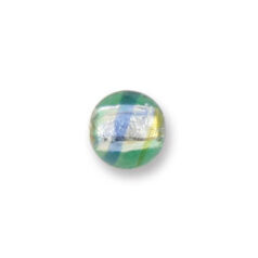 Bead, Japanese Sassoon Lampwork Glass, 12mm Round bead with Silverfoil and Colorswirl - Blue/Green/Yellow (Hole Size 1.7mm)