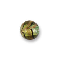 Bead, Japanese Sassoon Lampwork Glass, 12mm Round bead with Silverfoil and Aqua Bronze Swirl - Topaz (Hole Size 1.7mm)