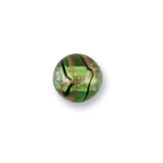 Bead, Japanese Sassoon Lampwork Glass, 12mm Round bead with Silverfoil and Aqua Bronze Swirl - Chartreuse (Hole Size 1.7mm)