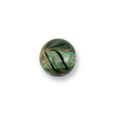 Bead, Japanese Sassoon Lampwork Glass, 12mm Round bead with Silverfoil and Aqua Bronze Swirl - Emerald (Hole Size 1.7mm)