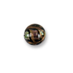Bead, Japanese Sassoon Lampwork Glass, 12mm Round bead with Silverfoil and Aqua Bronze Swirl - Amethyst (Hole Size 1.7mm)