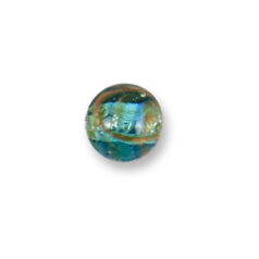 Bead, Japanese Sassoon Lampwork Glass, 12mm Round bead with Silverfoil and Aqua Bronze Swirl - Blue (Hole Size 1.7mm)