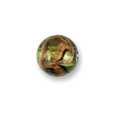 Bead, Japanese Sassoon Lampwork Glass, 14mm Round bead with Silverfoil and Aqua Bronze Swirl - Topaz (Hole Size 1.7mm)