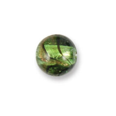 Bead, Japanese Sassoon Lampwork Glass, 14mm Round bead with Silverfoil and Aqua Bronze Swirl - Chartreuse (Hole Size 1.7mm)