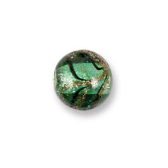 Bead, Japanese Sassoon Lampwork Glass, 14mm Round bead with Silverfoil and Aqua Bronze Swirl - Emerald (Hole Size 1.7mm0