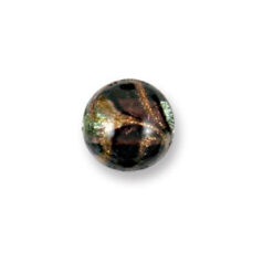 Bead, Japanese Sassoon Lampwork Glass, 14mm Round bead with Silverfoil and Aqua Bronze Swirl - Amethyst (Hole Size 1.7mm0