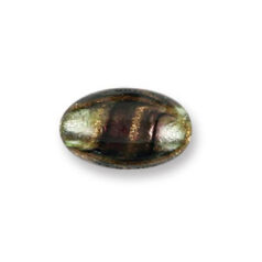 Bead, Japanese Sassoon Lampwork Glass, 19x13mm Oval bead with Silverfoil and Bronze Swirl - Amethyst (Hole Size 1.7mm)
