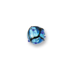 Bead, Japanese Sassoon Lampwork Glass, 10mm Round bead with Silverfoil, Black Net on Aqua color w/Dots (Hole Size 1.7mm)