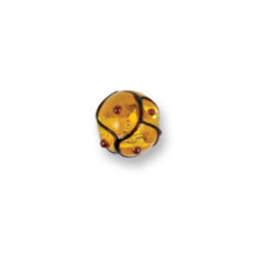 Bead, Japanese Sassoon Lampwork Glass, 10mm Round bead with Silverfoil, Black Net on Amber color w/Dots (Hole Size 1.7mm0