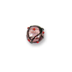 Bead, Japanese Sassoon Lampwork Glass, 10mm Round bead with Silverfoil, Black Net on Amethyst color w/Dots (Hole Size 1.7mm)