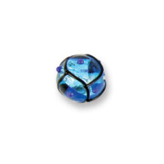 Bead, Japanese Sassoon Lampwork Glass, 12mm Round bead with Silverfoil, Black Net on Aqua color w/Dots (Hole Size 1.7mm)