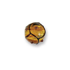 Bead, Japanese Sassoon Lampwork Glass, 12mm Round bead with Silverfoil, Black Net on Amber color w/Dots (Hole Size 1.7mm)