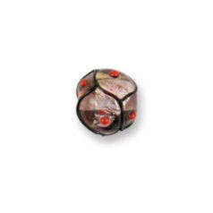 Bead, Japanese Sassoon Lampwork Glass, 12mm Round bead with Silverfoil, Black Net on Amethyst color w/Dots (Hole Size 1.7mm)