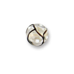 Bead, Japanese Sassoon Lampwork Glass, 12mm Round bead with Silverfoil, Black Net on Crystal color w/Dots (Hole Size 1.7mm)