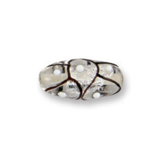 Bead, Japanese Sassoon Lampwork Glass, 20x10mm Oval bead with Silverfoil,  Black Net on Crystal color  w/Dots (Hole Size 1.7mm)