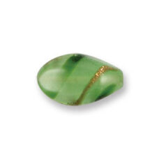 Bead, Japanese Sassoon Lampwork Glass, 19x13mm Oval bead, Opal Swirl - Green (Hole Size 1.7mm)