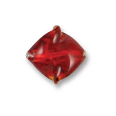 Bead, Japanese Sassoon Lampwork Glass, 20mm Oval Twisted Shape with Silverfoil - Red (Hole Size 1.7mm)