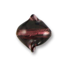 Bead, Japanese Sassoon Lampwork Glass, 20mm Oval Twisted Shape with Silverfoil - Amethyst (Hole Size 1.7mm)