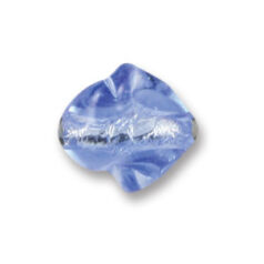 Bead, Japanese Sassoon Lampwork Glass, 20mm Oval Twisted Shape with Silverfoil - Light Sapphire (Hole Size 1.7mm)