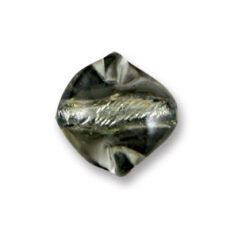 Bead, Japanese Sassoon Lampwork Glass, 20mm Oval Twisted Shape with Silverfoil - Grey (Hole Size 1.7mm)