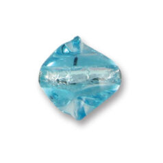 Bead, Japanese Sassoon Lampwork Glass, 20mm Oval Twisted Shape with Silverfoil - Light Blue Aqua (Hole Size 1.7mm)