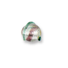 Bead, Japanese Sassoon Lampwork Glass, 12mm Round bead Silverfoil with Spiral pattern - Amethyst/Green (Hole Size 1.7mm)