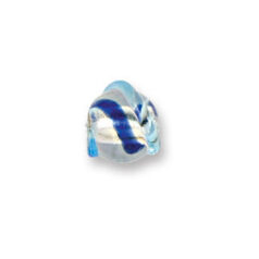 Bead, Japanese Sassoon Lampwork Glass, 12mm Round bead Silverfoil with Spiral pattern - Blue/Aqua (Hole Size 1.7mm)