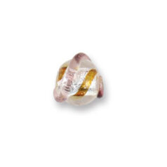 Bead, Japanese Sassoon Lampwork Glass, 12mm Round bead Silverfoil with Spiral pattern - Brown/Purple (Hole Size 1.7mm)