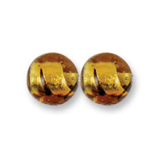 Bead, Japanese Sassoon Lampwork Glass, 12mm Round bead with Silverfoil Spiral - Topaz (Hole Size 1.7mm)