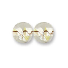 Bead, Japanese Sassoon Lampwork Glass, 12mm Round bead with Silverfoil Spiral - Crystal (Hole Size 1.7mm)