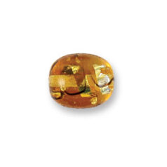 Bead, Japanese Sassoon Lampwork Glass, 15x13mm Oval bead with Silverfoil Spiral - Topaz (Hole Size 1.7mm)