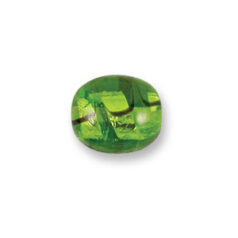 Bead, Japanese Sassoon Lampwork Glass, 15x13mm Oval bead with Silverfoil Spiral - Chartreuse (Hole Size 1.7mm)
