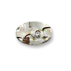 Bead, Japanese Sassoon Lampwork Glass, 20x12mm Oval bead with Silverfoil Spiral - Crystal (Hole Size 1.7mm)