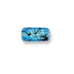Bead, Japanese Sassoon Lampwork Glass, 15x8mm Tube with Silverfoil Spiral - Sapphire (Hole Size 1.7mm)
