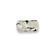 Bead, Japanese Sassoon Lampwork Glass, 15x8mm Tube with Silverfoil Spiral - Crystal (Hole Size 1.7mm)