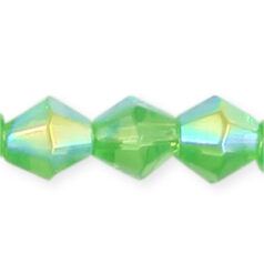 10mm faceted bicone (hole size:1.5mm) - Opal Green AB