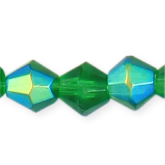 10mm faceted bicone (hole size:1.5mm) - Emerald AB