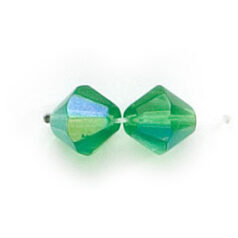 8mm faceted bicone (hole size:1.3mm), Light Emerald AB