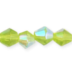 6mm faceted bicone AB (hole size:1.2mm), Chartreuse 
