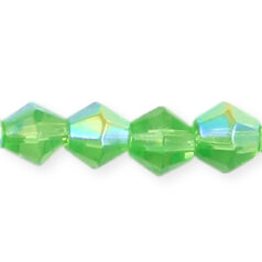 6mm faceted bicone AB (hole size:1.2mm), Peridot