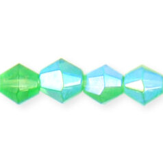  6mm faceted bicone AB (hole size:1.2mm), Light Emerald 
