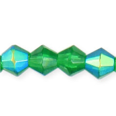  6mm faceted bicone AB (hole size:1.2mm), Emerald 