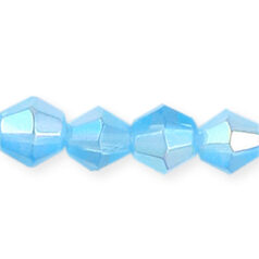  6mm faceted bicone AB (hole size:1.2mm), Aqua 