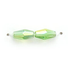8x4mm Faceted Oval (hole size:0.7mm),  Peridot AB