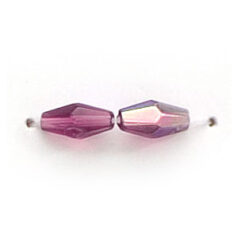 8x4mm Faceted Oval (hole size:0.7mm),  Dark Amethyst AB