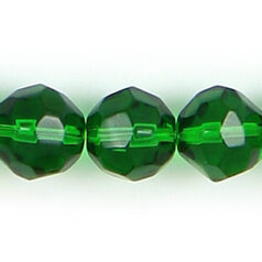8mm faceted round (hole size 1.2mm), Light Emerald