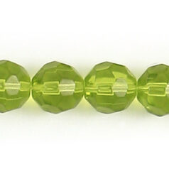 6mm transparent faceted round (hole size 1.2mm), CHARTRUESE