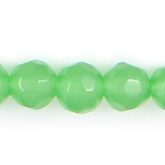 6mm transparent faceted round (hole size 1.2mm), OPAL GREEN