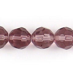 6mm transparent faceted round (hole size 1.2mm), LIGHT AMETHYST